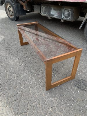 Vintage MCM Coffee Table with Glass Top