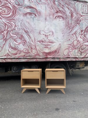 Pair of Erika Scandinavian Solid Oak Bedside Tables